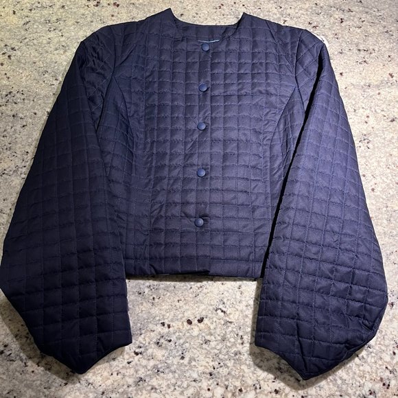 NWT Eley Kishimoto Quilted Jacket, Balloon Sleeves, Navy, Women's UK 10, US 6 - Picture 13 of 16